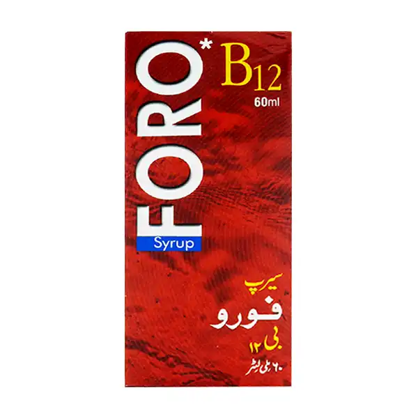 Foro B12 Syrup box, 60ml — red packaging with Urdu text