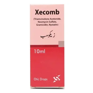 Xecomb Otic Drops 10ml containing Triamcinolone Acetonide, Neomycin Sulfate, Gramicidin, and Nystatin
